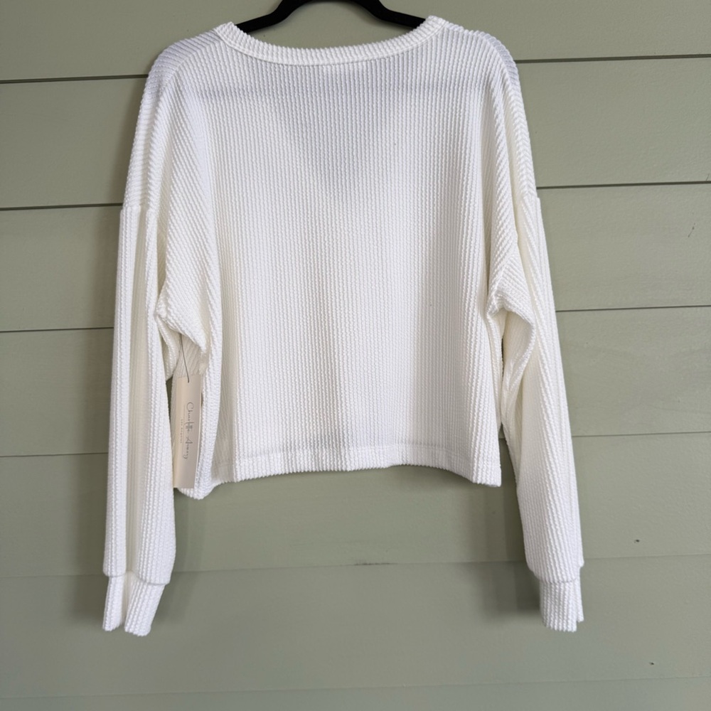 White textured Button-Up Cardigan - Picture 5 of 5